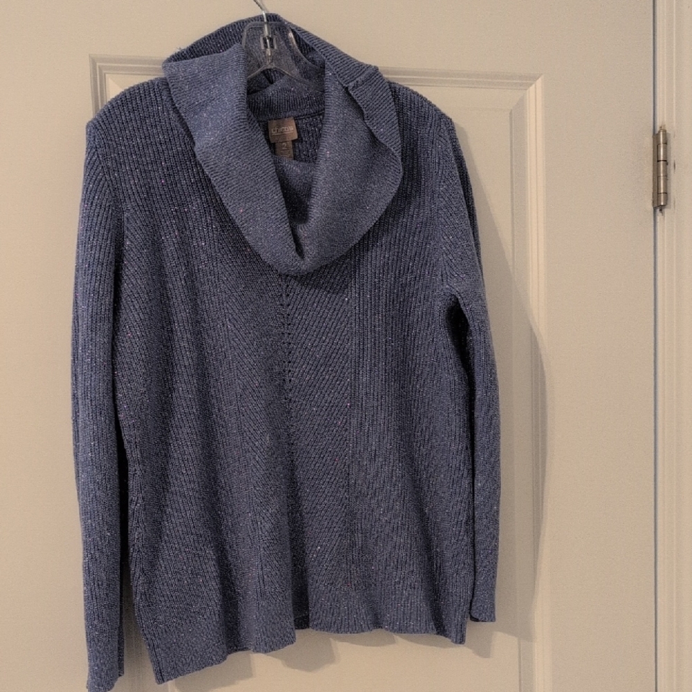 Chico's Cozy Blue Cowl Neck Sweater